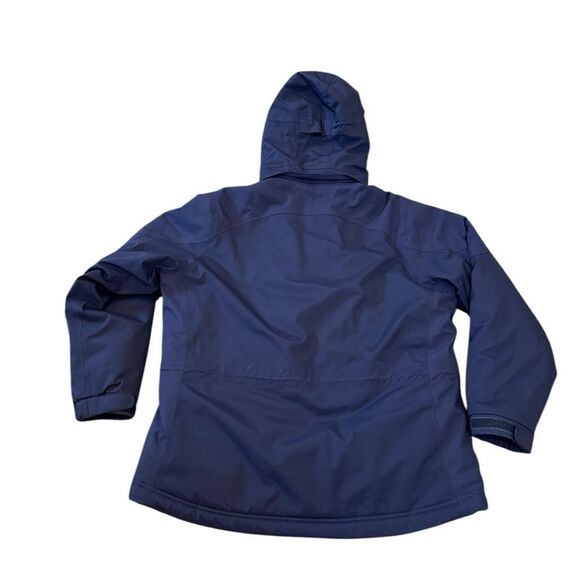LL Bean Fleece Lined Parka Jacket Navy Blue Hooded Winter Coat - Picture 3 of 7